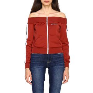 Palm Angels Off-shoulder full-zip sweatshirt